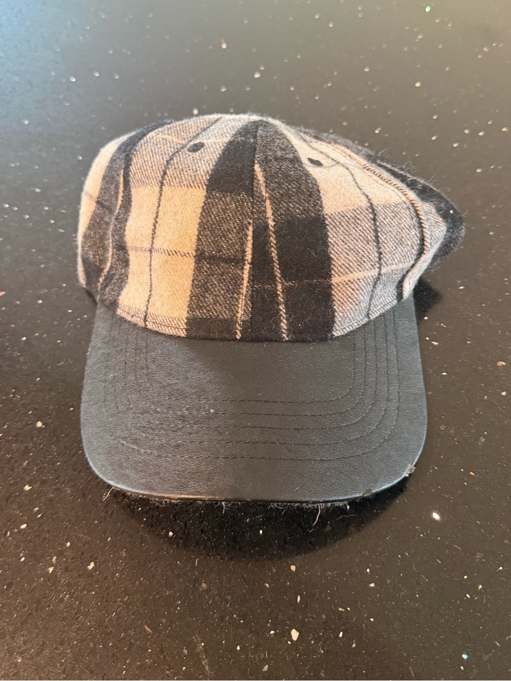 Plaid Newsboy Cap with Solid Black Bill